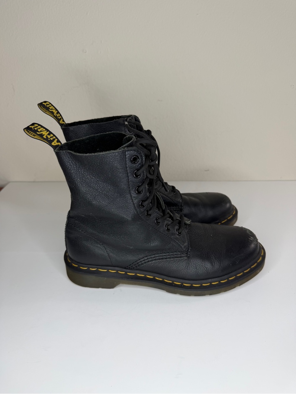 Dr. Martens Pascal Combat Boots Black Leather 8 Eye Women’s Size 41 US 9 Softtoe